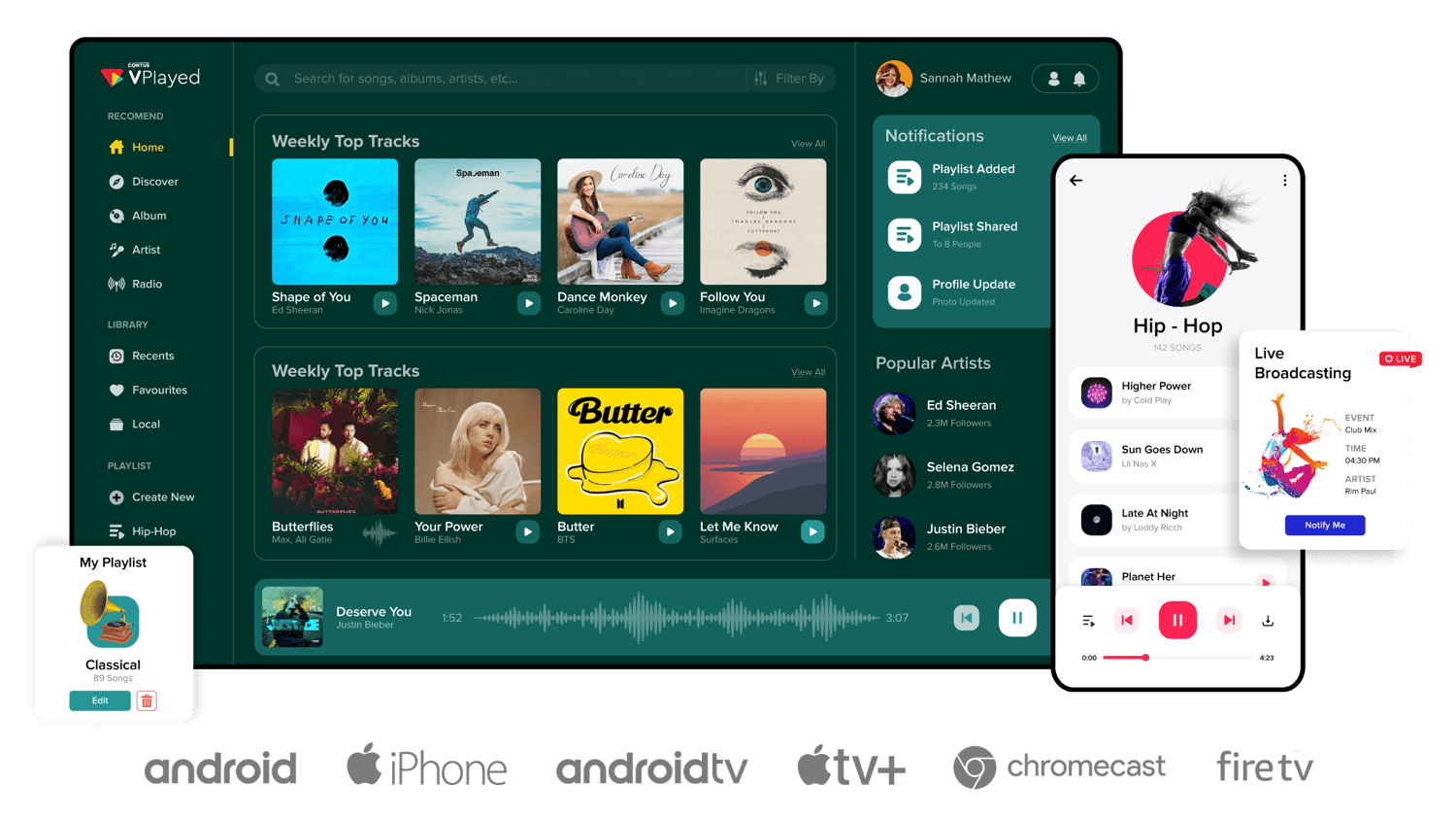 Build a Music Streaming App, site or Service with VPlayed